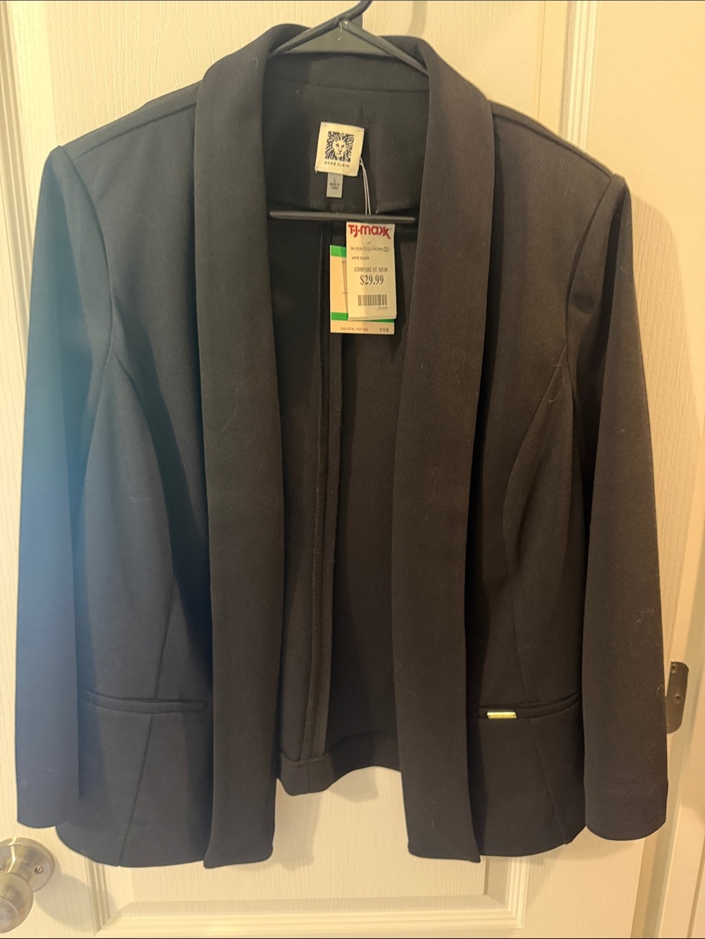 Anne Klein Black Open-Front Draped Blazer
